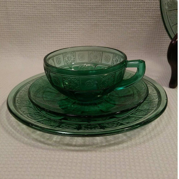 Doric n Pansy depression glass Pretty Polly Dishes - Picture 5 of 9